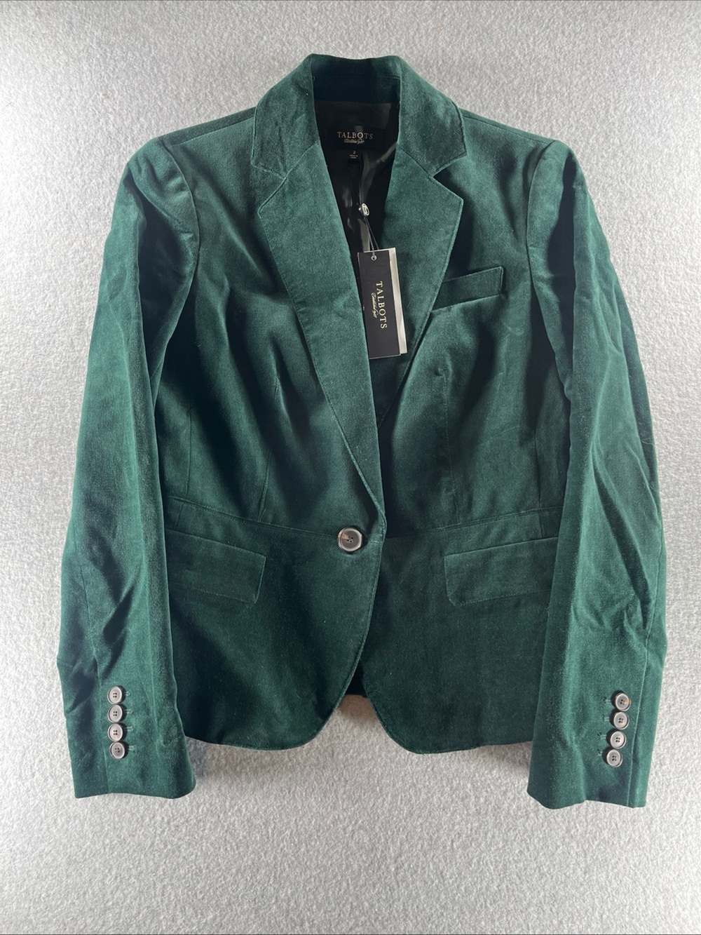 NWT! Talbots Green Velvet Lined Blazer Jacket Size 2 Preppy Women’s